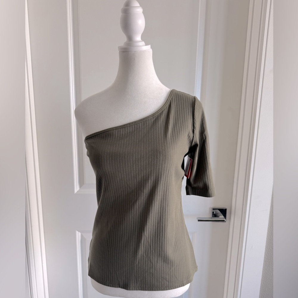 SPANX One-Shoulder Women’s Short Sleeve Top in Dark Green Size Medium